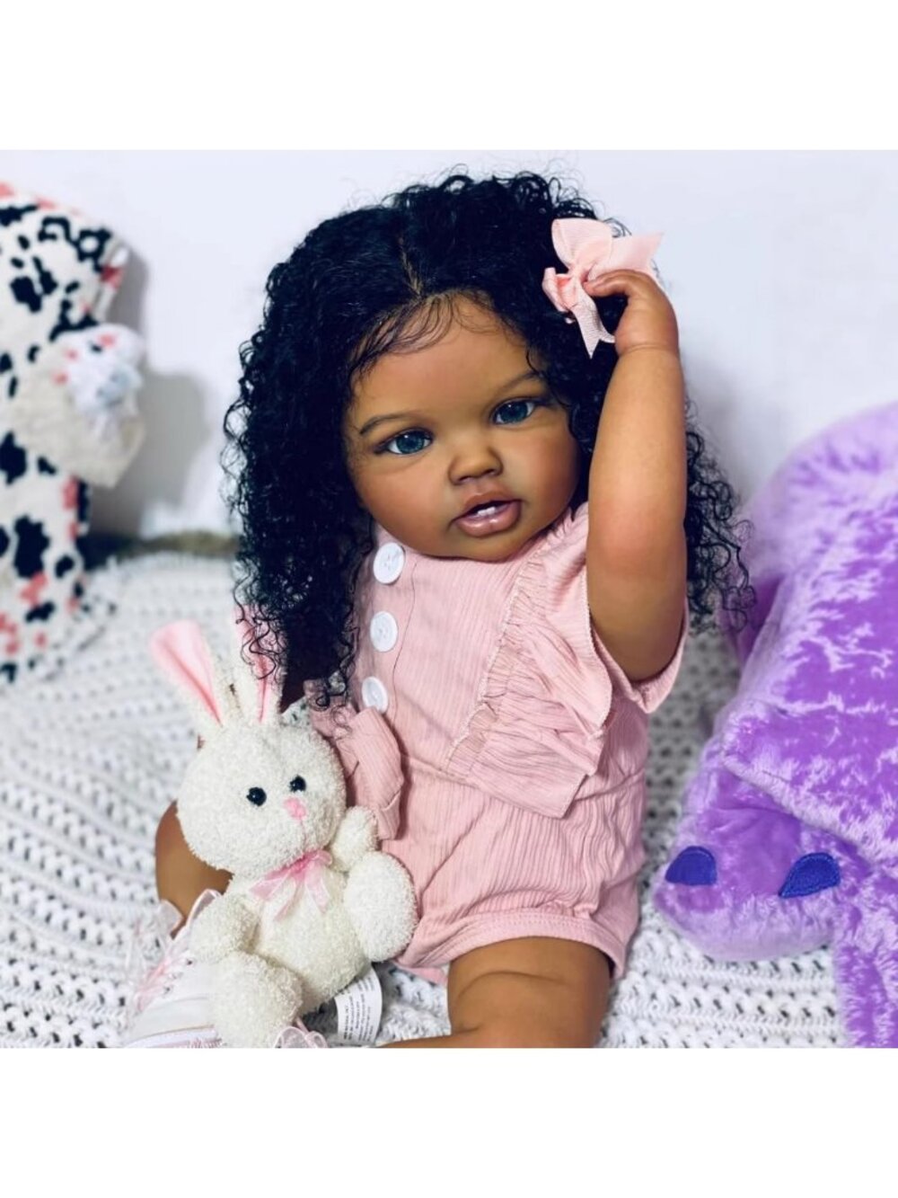 24” Realistic Black Reborn Baby Doll Girl - Big Size, Soft & Cuddly, Perfect